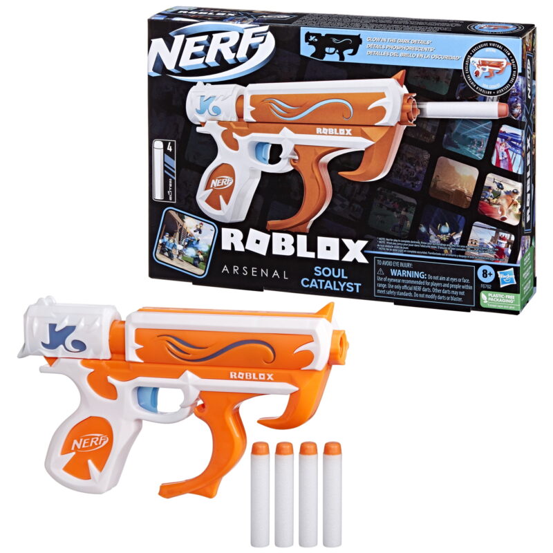 Nerf Roblox Arsenal: Soul Catalyst Dart Blaster, Includes Code to Redeem Exclusive Virtual Item, 4 Elite Nerf Darts