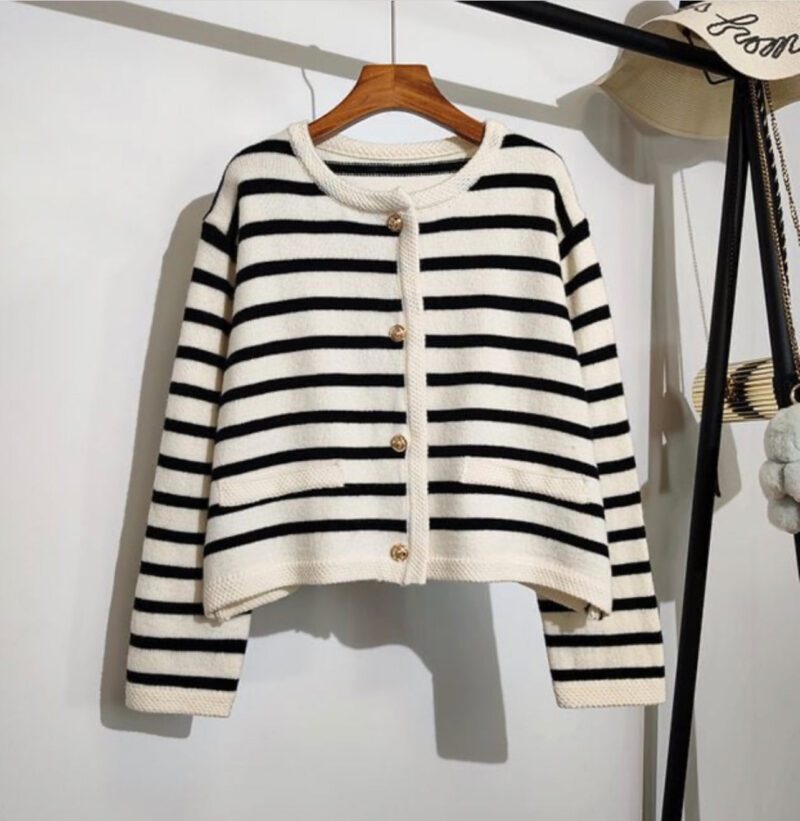 Penny Striped Knitted Overshirt - Image 3